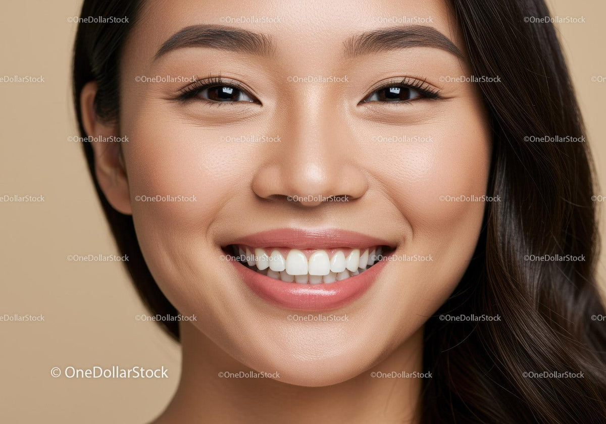 Close-up of young woman with radiant smile