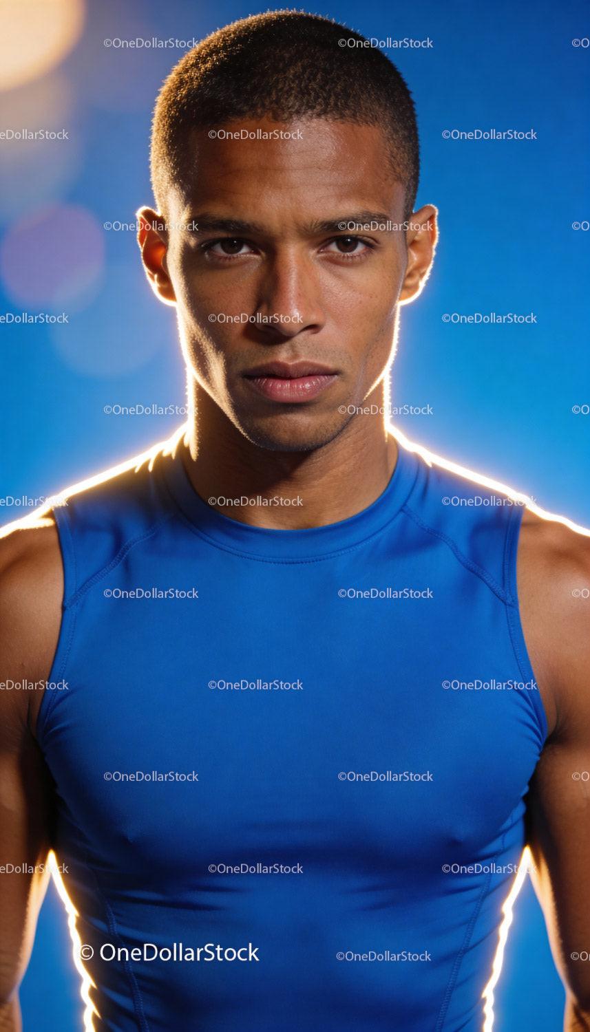 Focused Male Athlete Preparing for Training Session