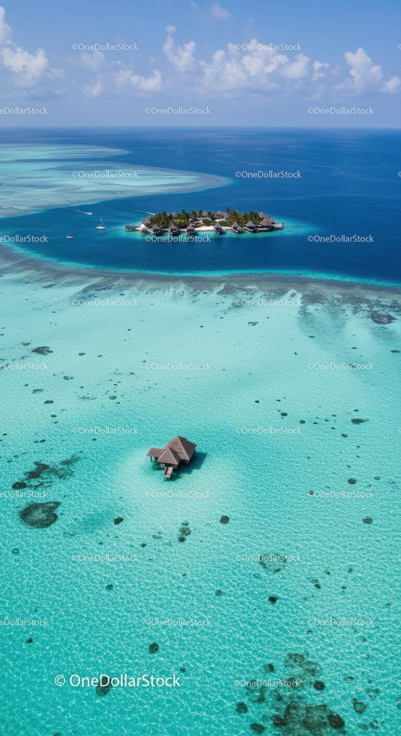 Exotic Overwater Bungalow in Crystal Clear Turquoise Lagoon