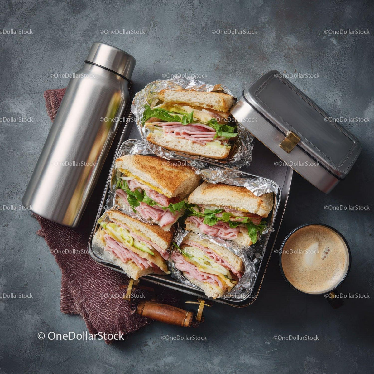 Delicious Club Sandwiches with Ham and Lettuce Ready to Eat
