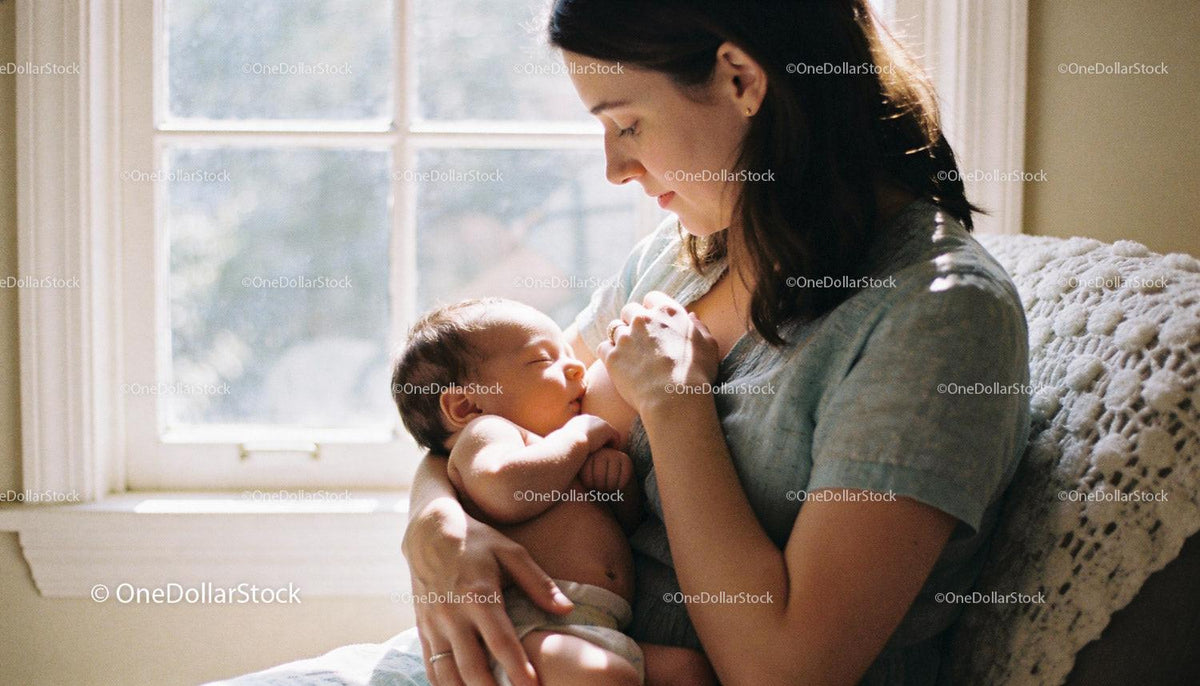 Mother Breastfeeding Newborn in Peaceful Sunlit Room