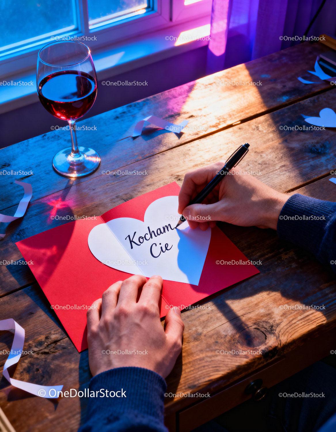 Writing a Heartfelt Valentine Message by Window Light