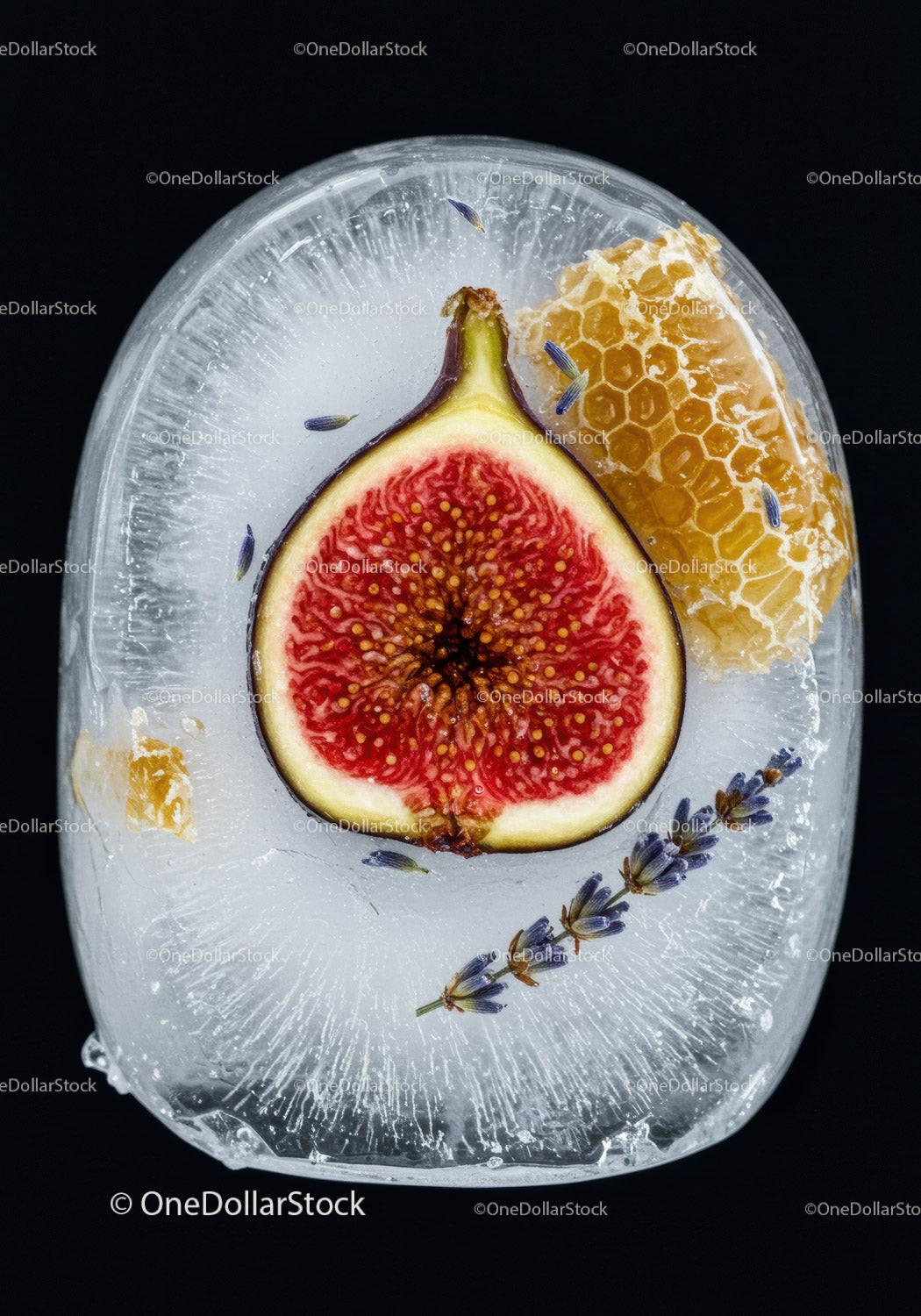 Fig and Honeycomb Encased in Artistic Ice Cube