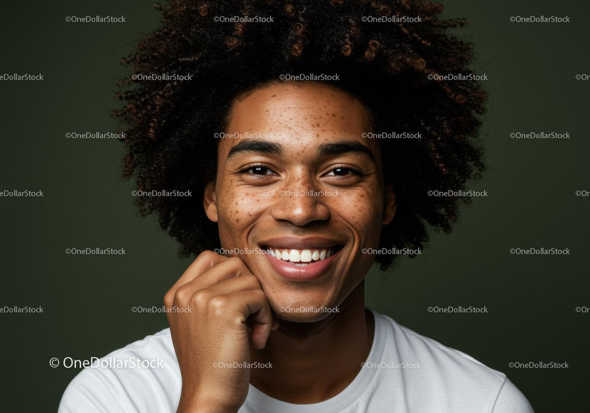 Portrait of a Smiling African American Woman with Curly Hair