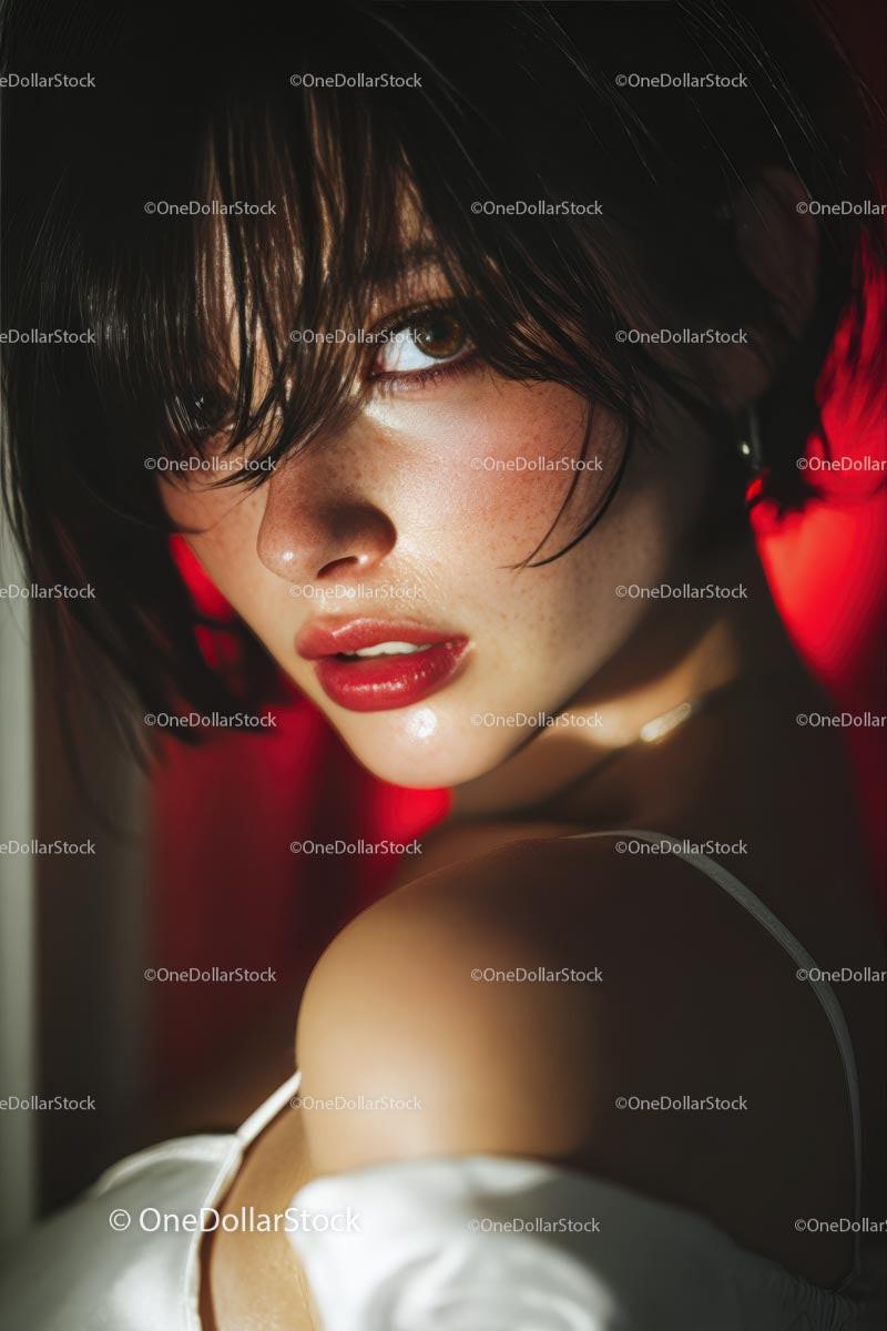 Dramatic Close-Up of a Beautiful Woman with Intense Expression Stock Photo Bundle preview 11