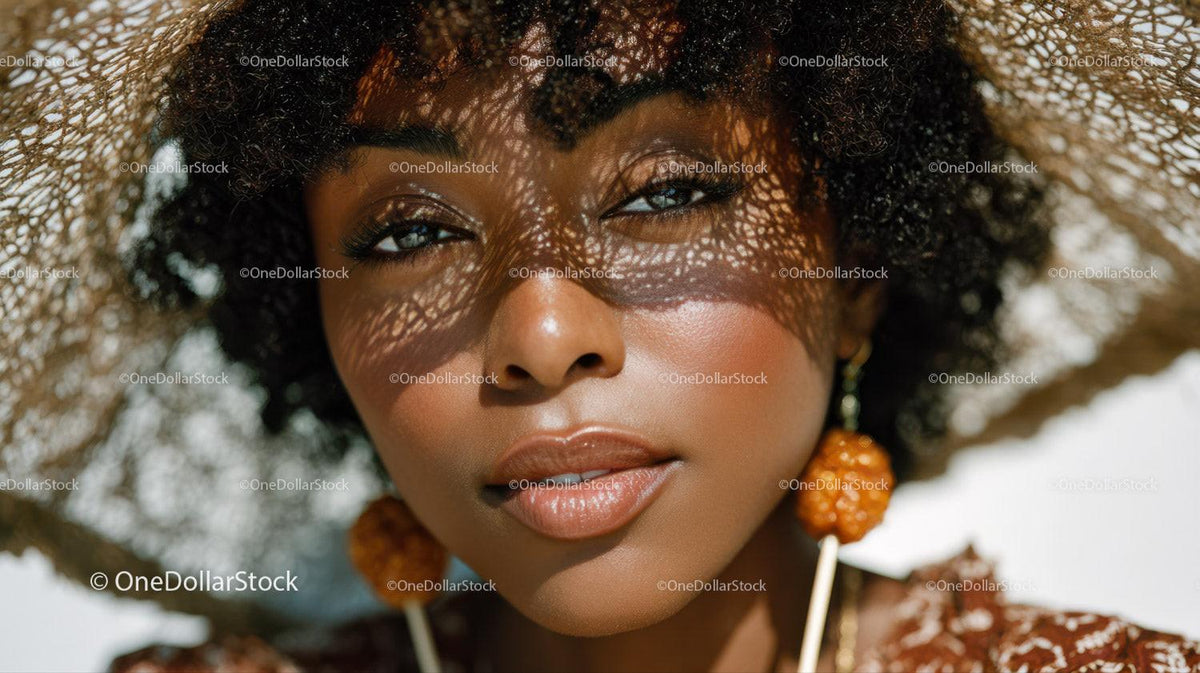 Elegant Woman Wearing Wide Brim Straw Hat with Summertime Style Stock Photo Bundle preview 13