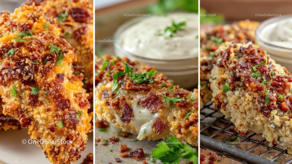 Crispy Fried Chicken Fillet with Herb Garnish on Wire Rack 12 JPG Files digital asset preview