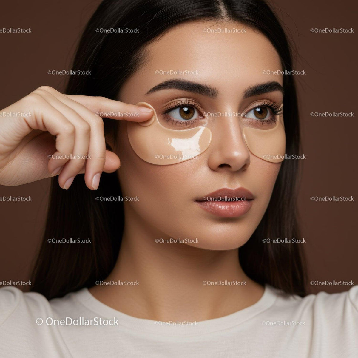Woman with Under-Eye Patches Receiving Skincare Treatment