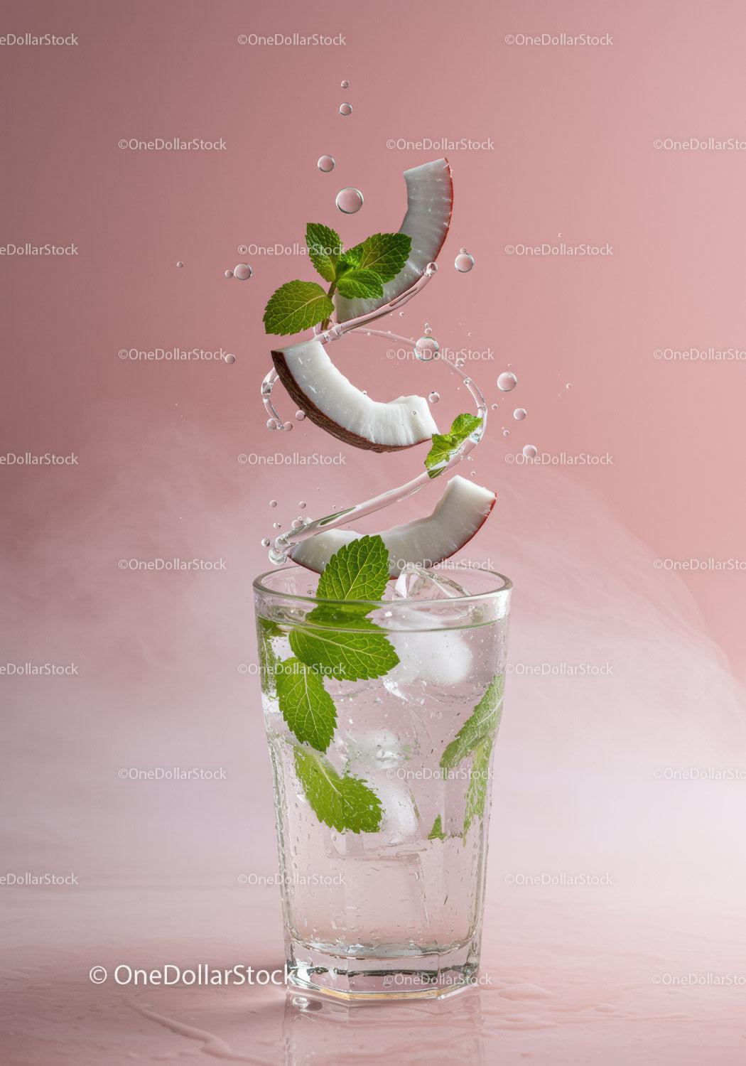 Refreshing coconut and mint infused sparkling water