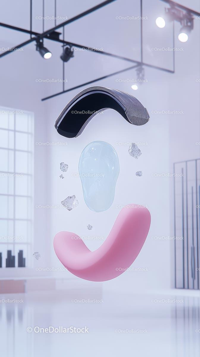 Abstract Floating Shapes Installation in Modern Interior