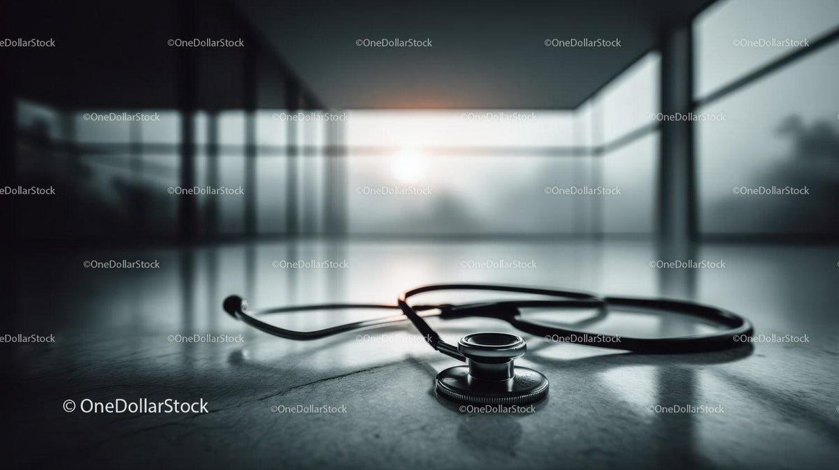 Medical Stethoscope on Hospital Table in Modern Clinic