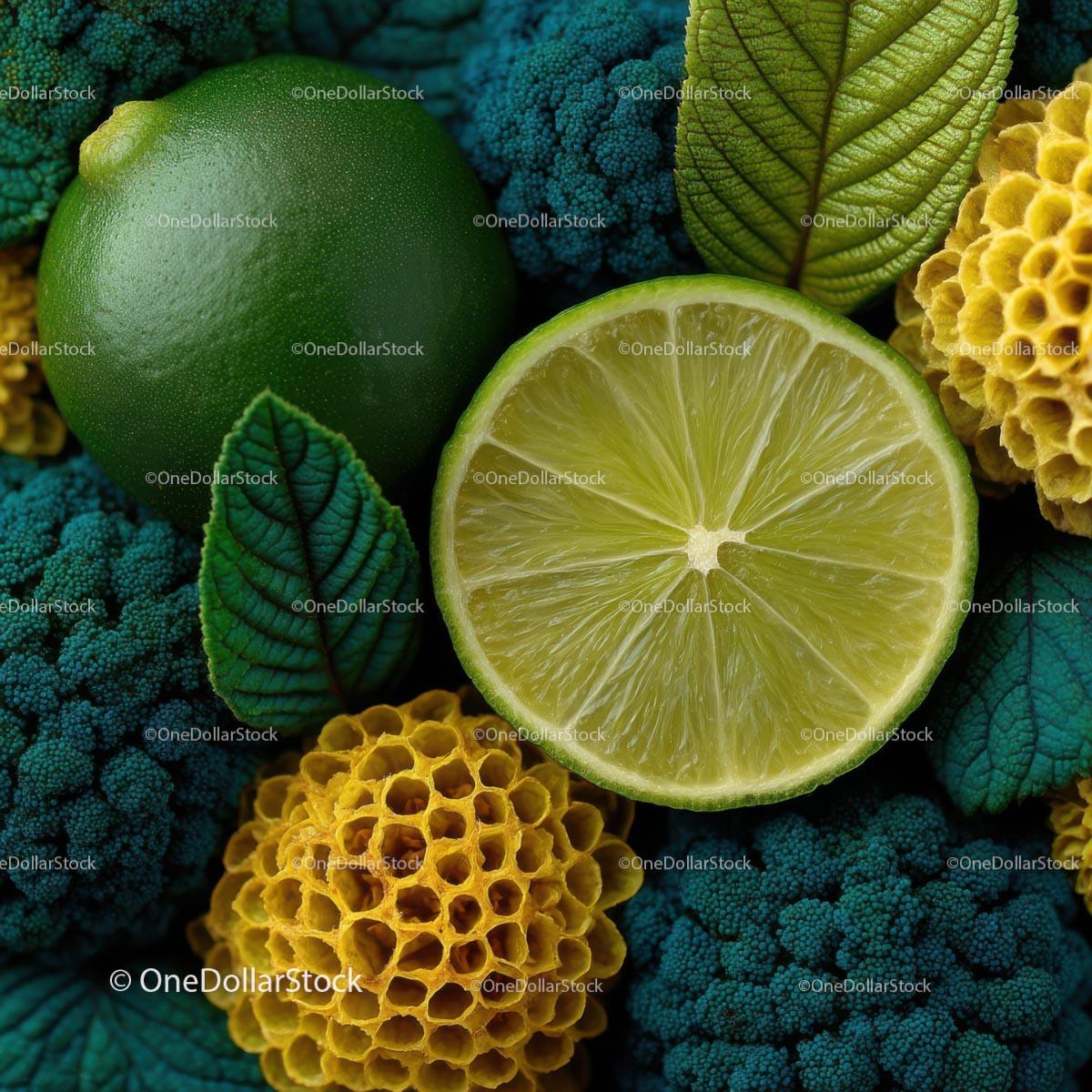 Vibrant Lime and Broccoli Composition for Fresh Food Inspiration Stock Photo Bundle creative preview 4