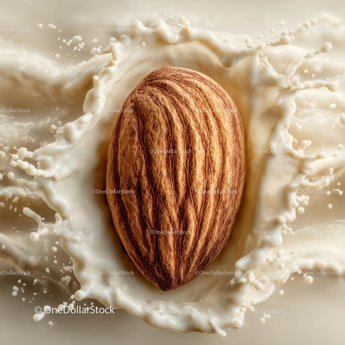 Almond Encased in Creamy Milk Splash for Delicious Appeal