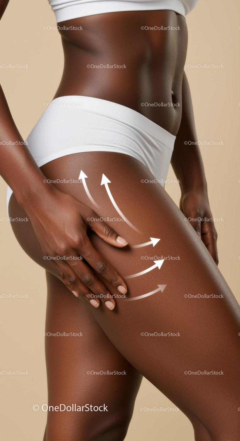 Confident Dark-Skinned Woman Showcasing Body Positivity and Skin Glow