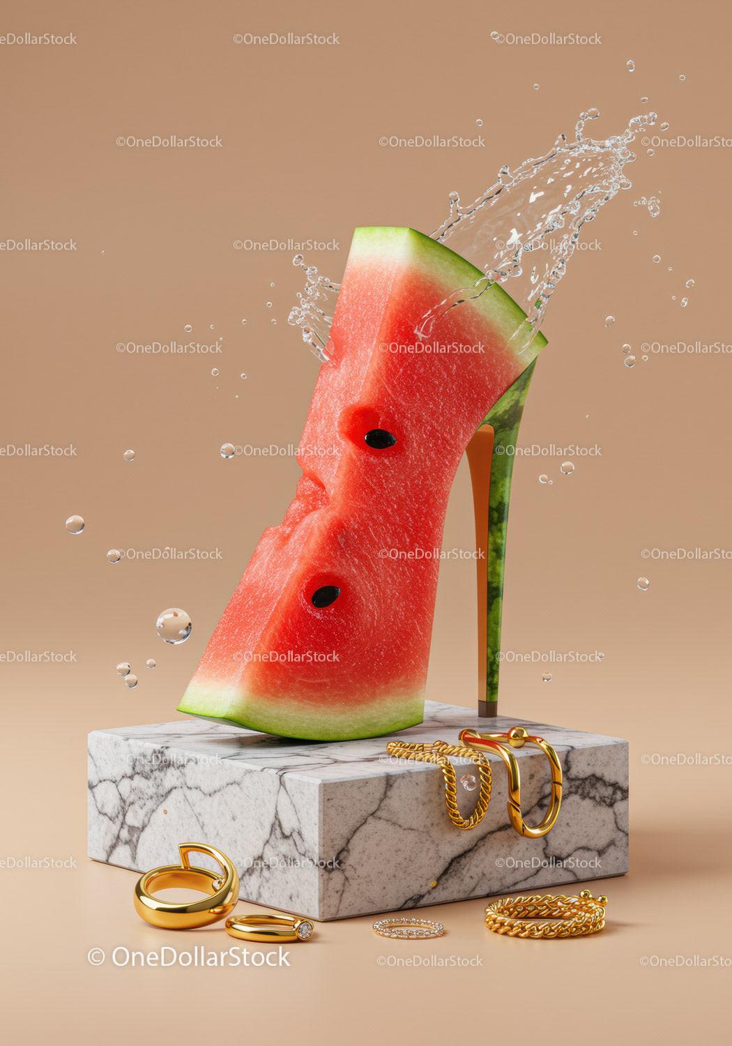 Creative Watermelon High Heel Shoe with Jewelry Display