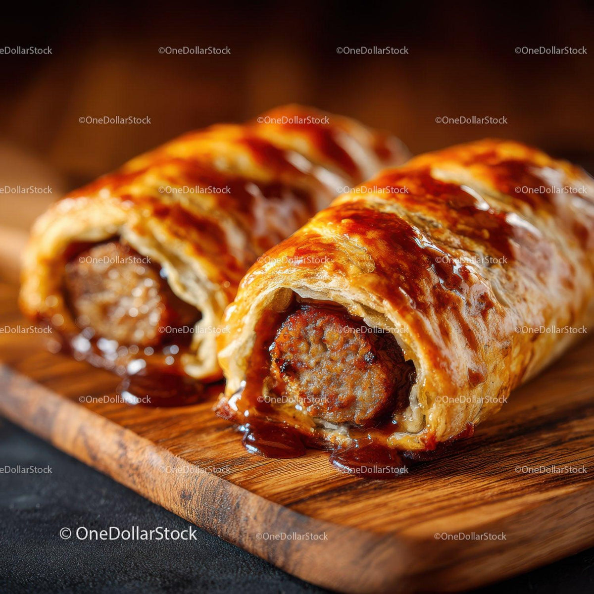 Delicious Sausage Roll with Crispy Pastry and Savory Filling Stock Photo Bundle preview 5