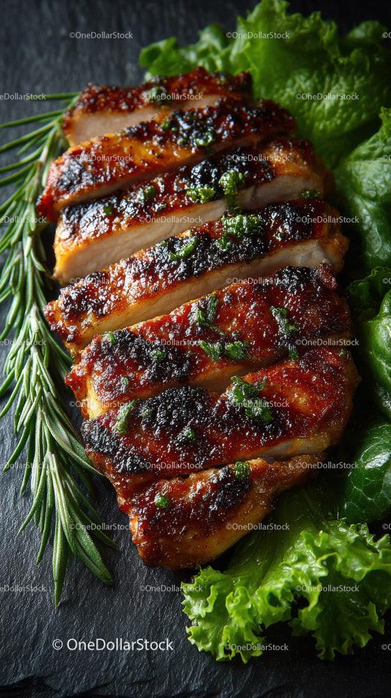Herb-Garnished Grilled Chicken Breast with Fresh Greens Stock Photo Bundle preview 23