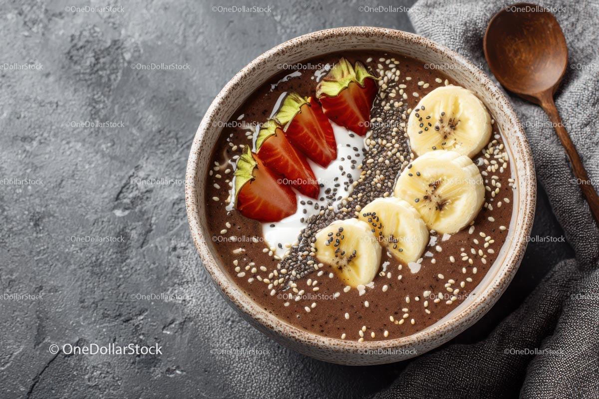 Delicious Tropical Smoothie Bowl with Banana and Chia Seeds 24 JPG Files digital asset preview