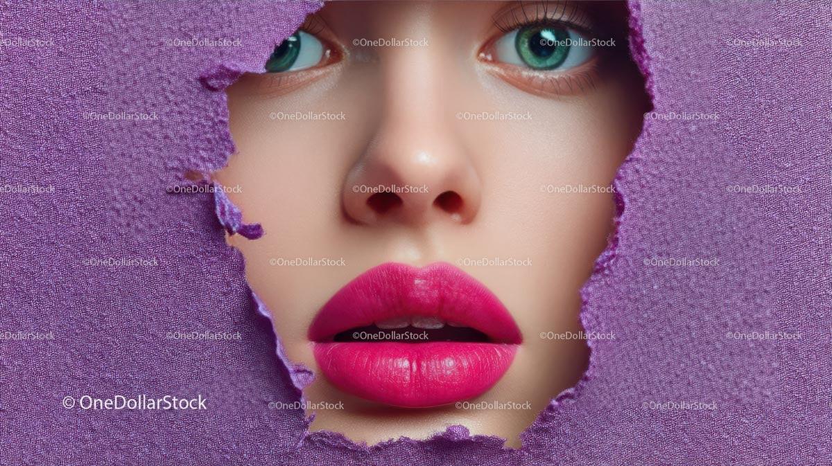Captivating Female Portrait with Vibrant Pink Lipstick Stock Photo Bundle preview 27