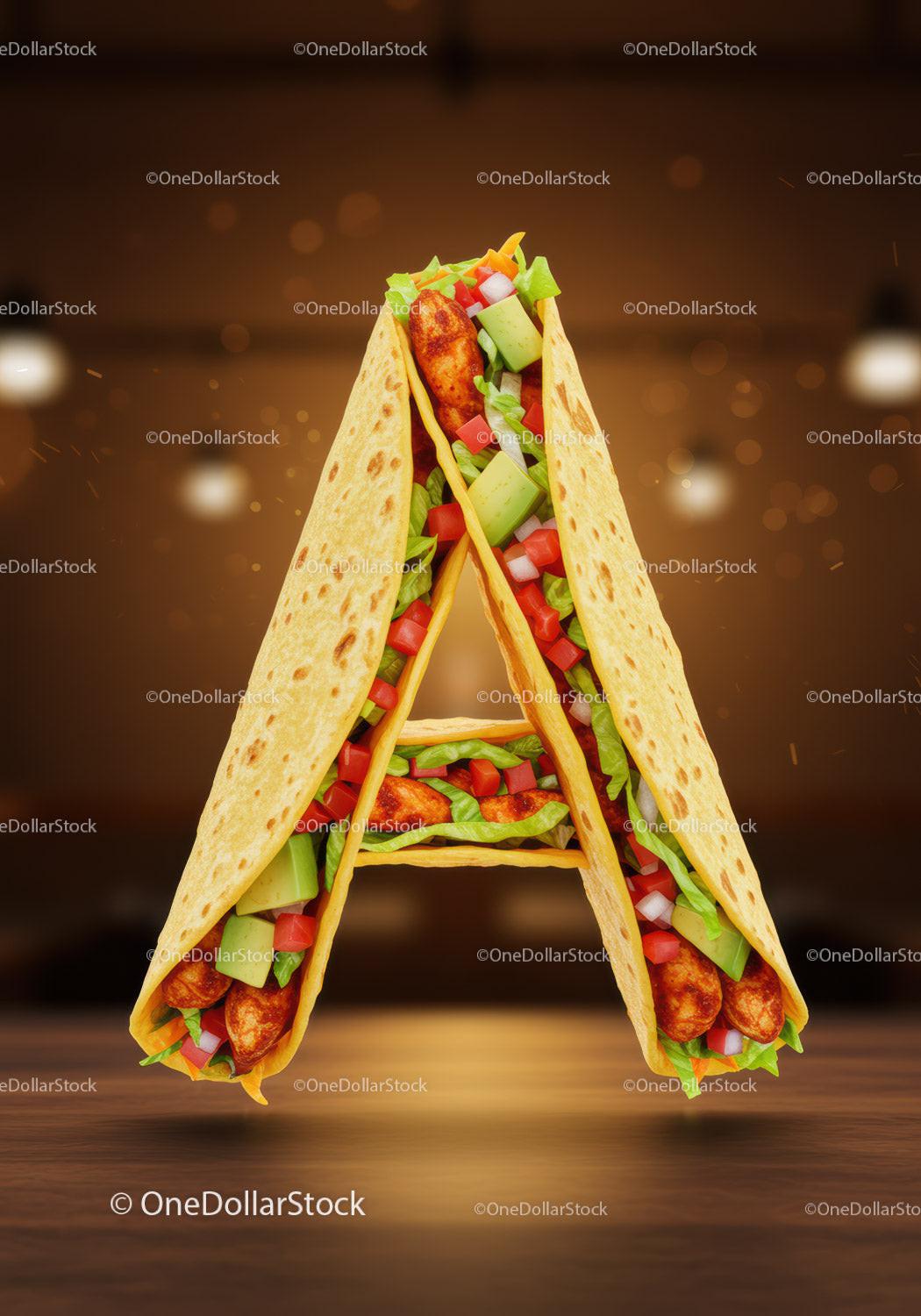 Creative taco arrangement forming the letter A