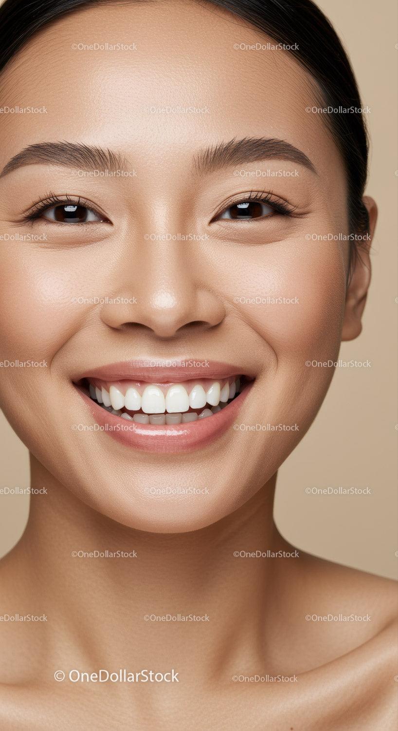 Closeup of happy young woman with radiant smile