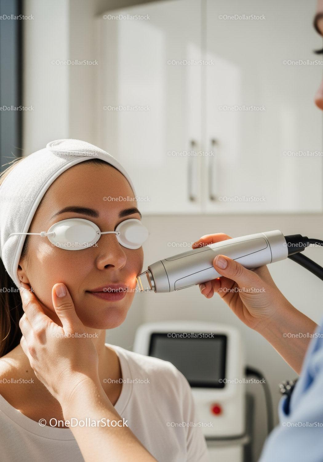 Beauty Spa Facial Treatment with Laser Device in Wellness Center
