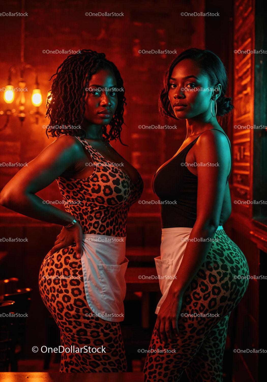 stock photo bundle made with Stylish Women in Leopard Prints with Vibrant Studio Lighting Stock Photo Bundle