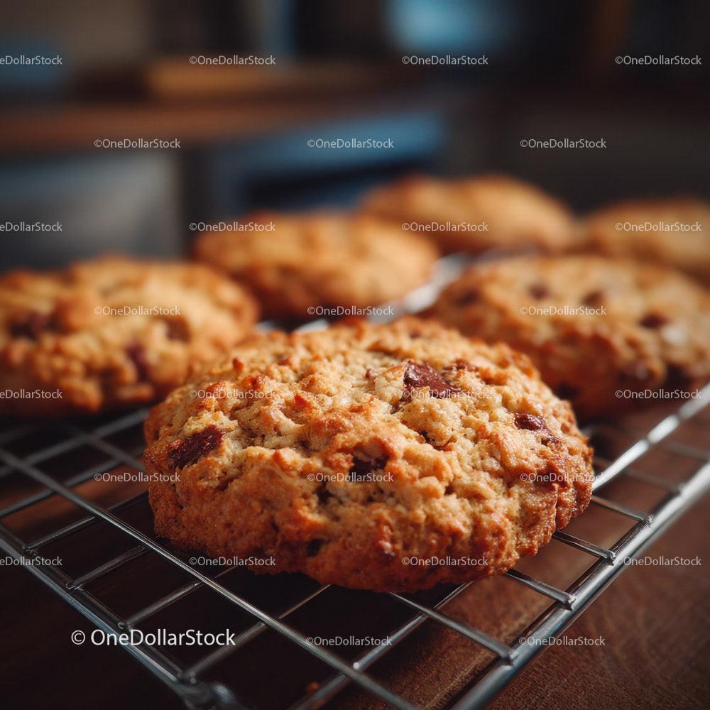 Freshly Baked Chocolate Chip Cookies on Cooling Rack Stock Photo Bundle preview 17