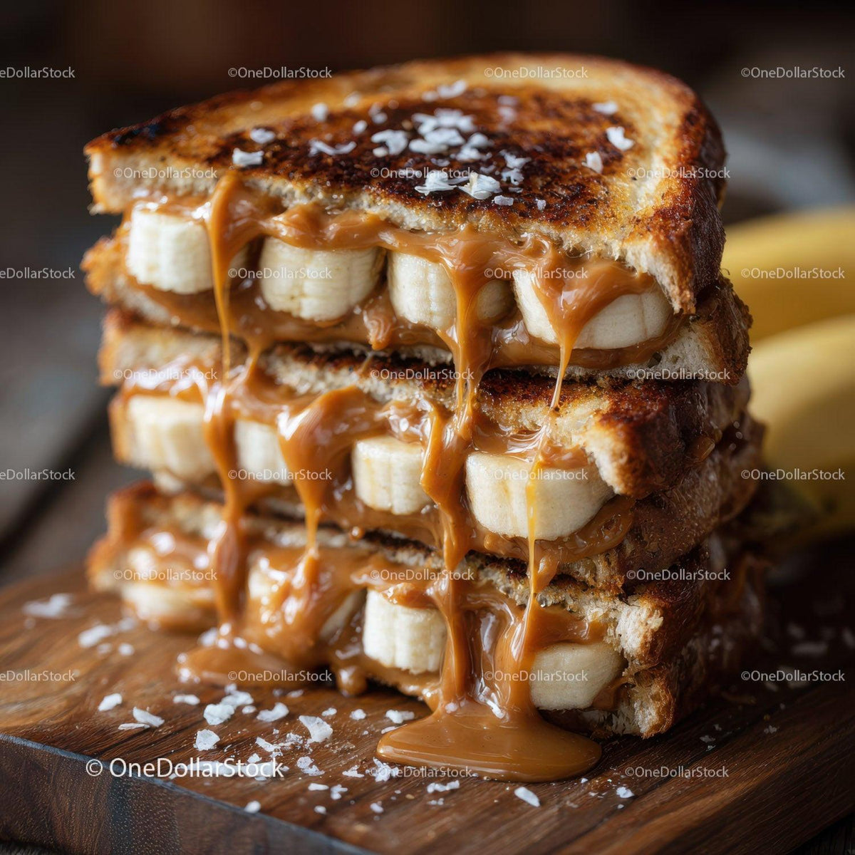 Banana Caramel Toast Sandwich for Delicious Breakfast or Snack Stock Photo Bundle creative preview 20