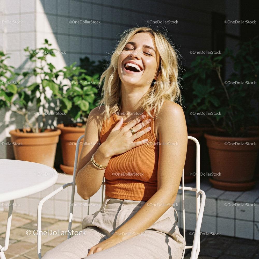 stock photo bundle made with Joyful Woman Laughing in a Bright Outdoor Setting Stock Photo Bundle