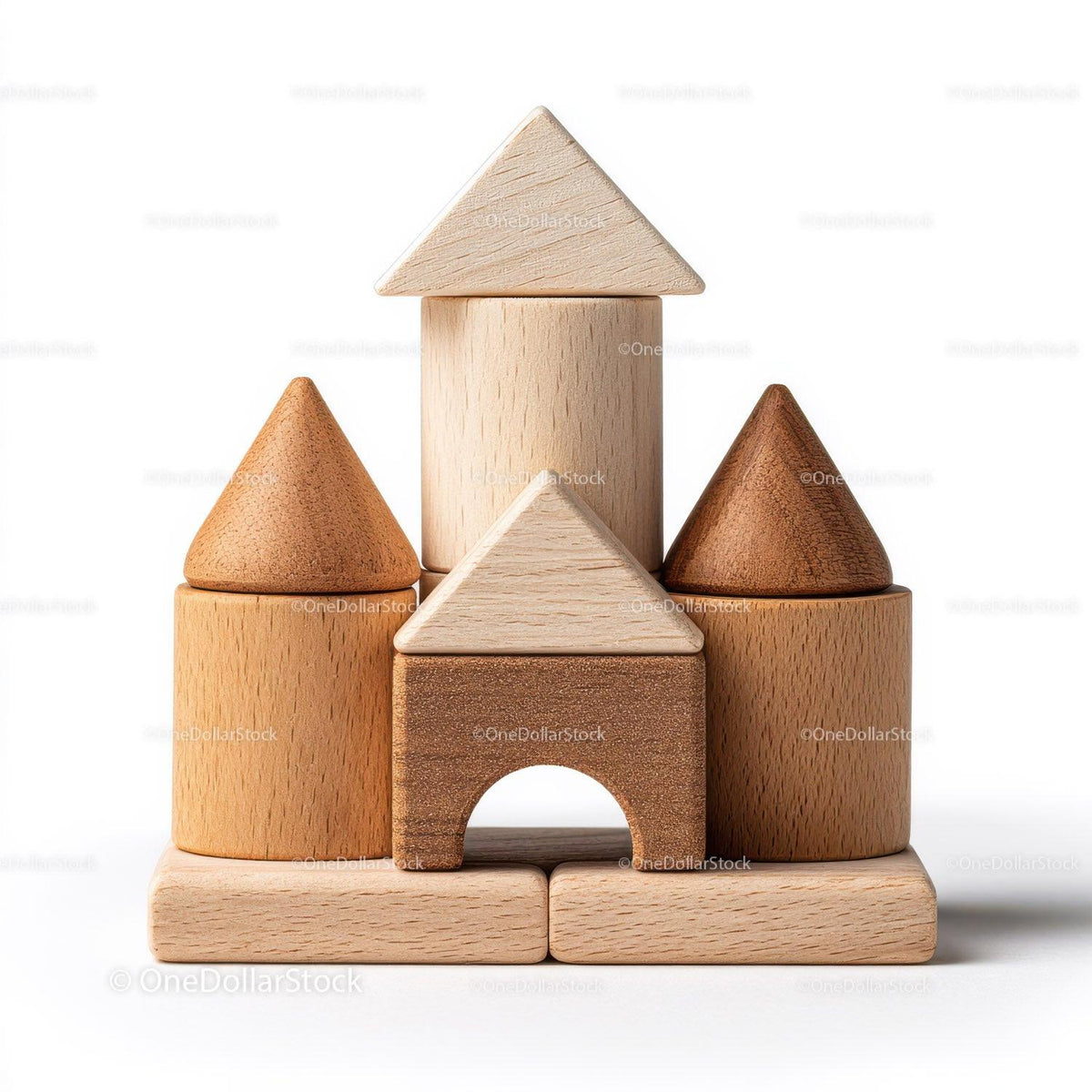 Arrangement of Wooden Geometric Shapes with Natural Textures preview 6