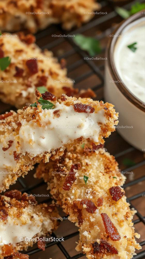 Crispy Fried Chicken Fillet with Herb Garnish on Wire Rack Stock Photo Bundle preview 7