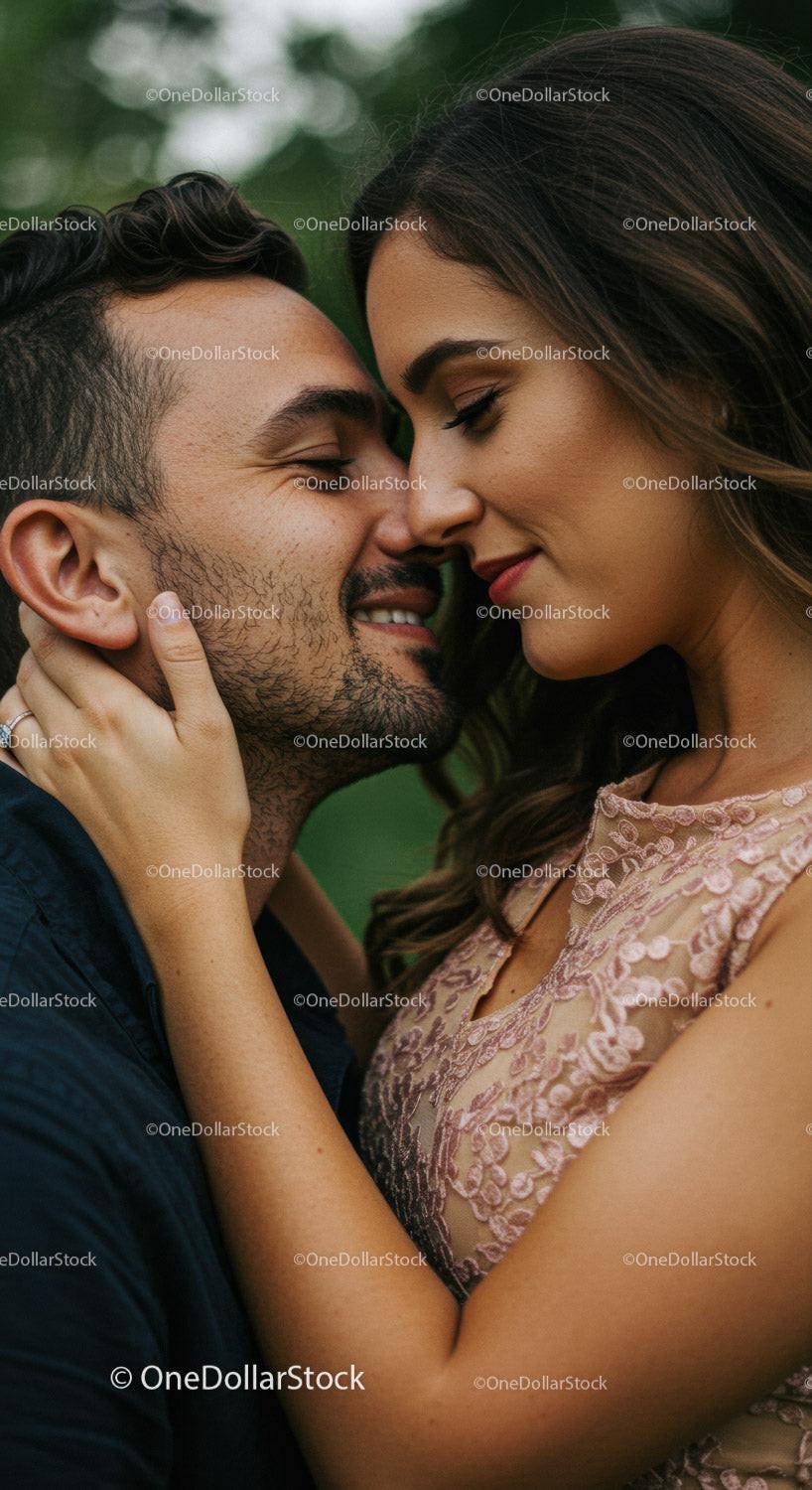 Close up of romantic couple sharing intimate moment