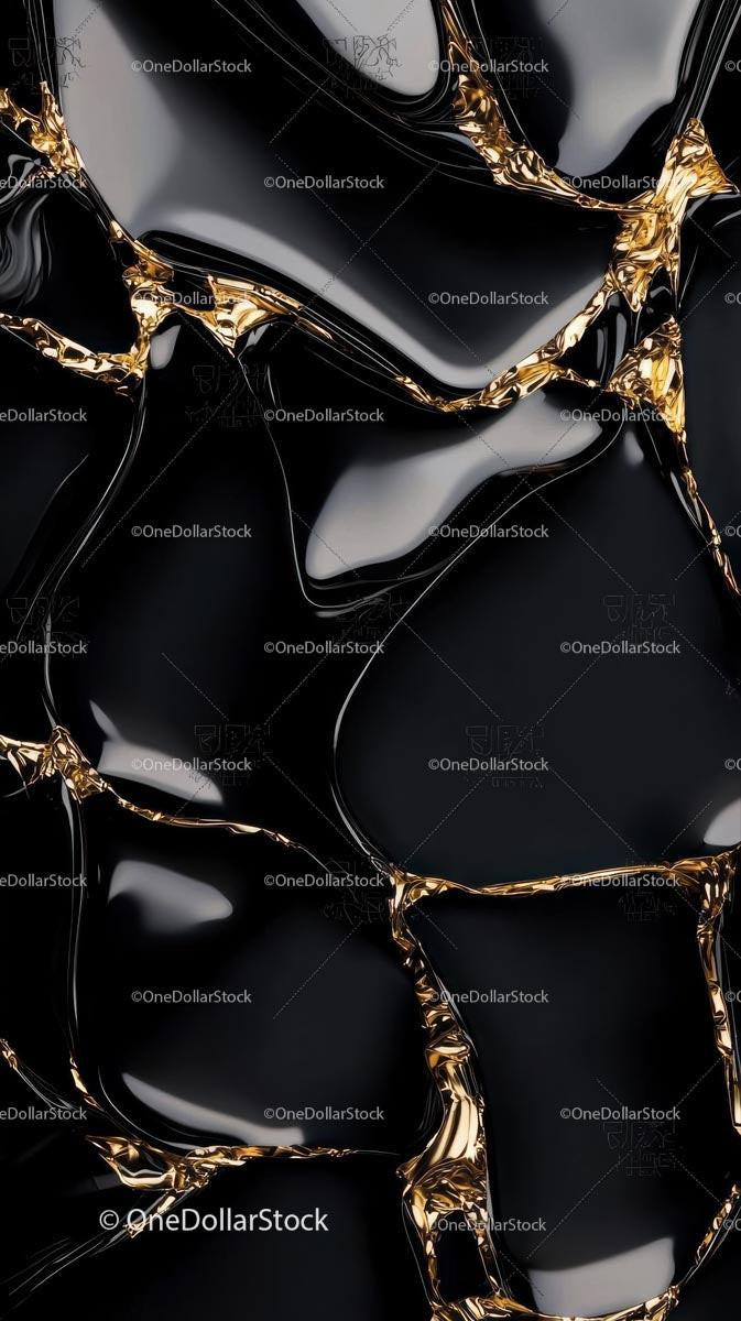 Luxury Black and Gold Abstract Background with Glossy and Metallic Finish