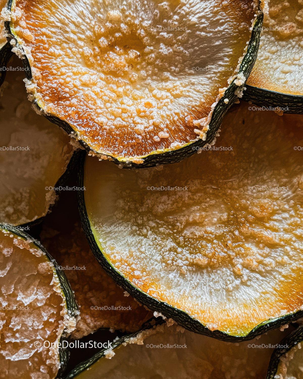 Close-Up of Frosted Orange Slices with Ice Crystals