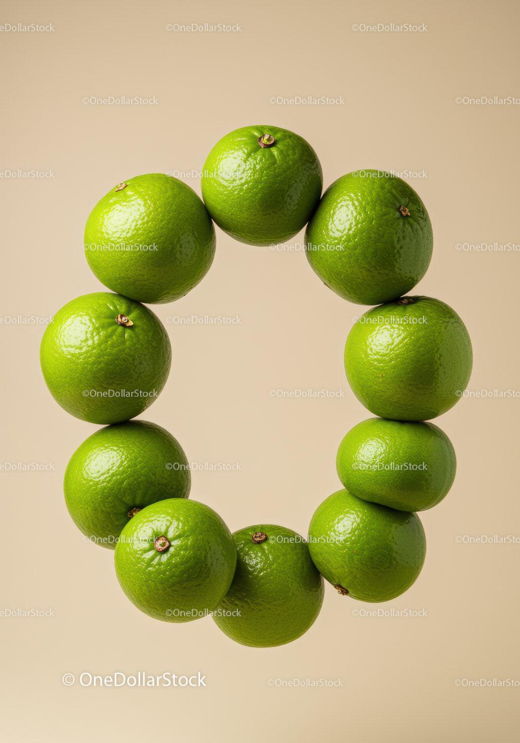 Fresh green limes arranged in a circular pattern