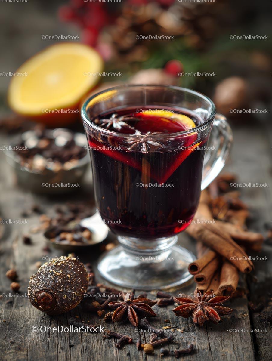 Cozy Mulled Wine with Spices and Citrus Garnish 19 JPG Files digital asset preview