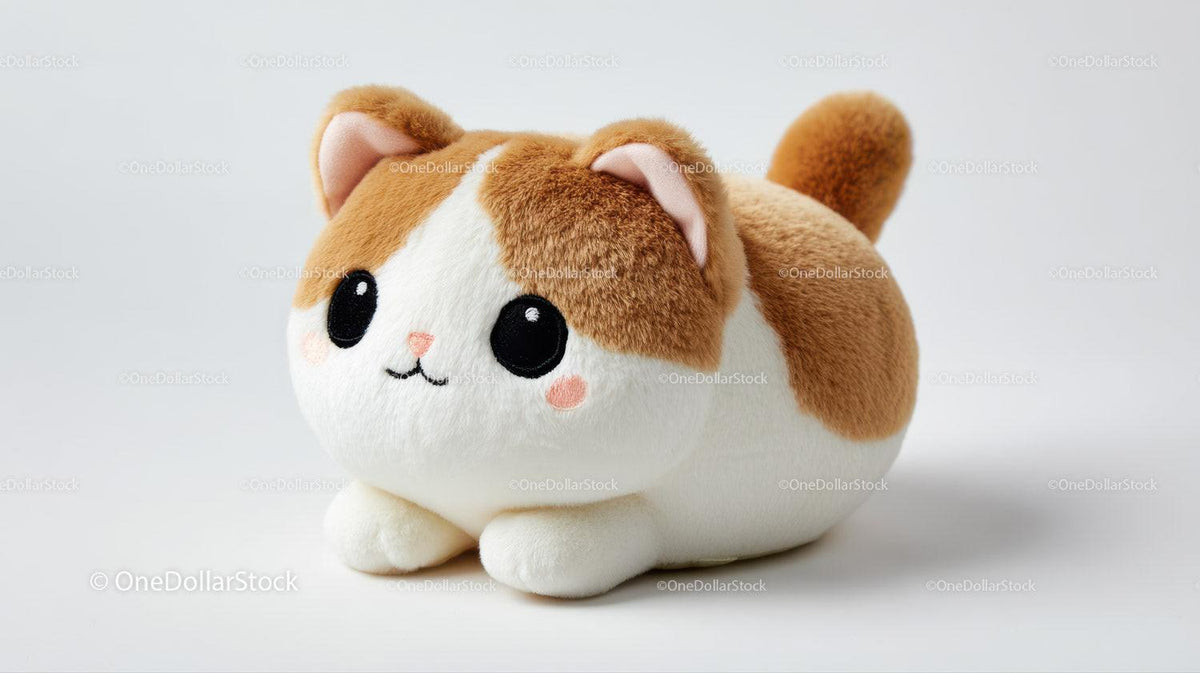 Cute Plush Cat Toy with Large Black Eyes and Pink Nose Stock Photo Bundle preview 10