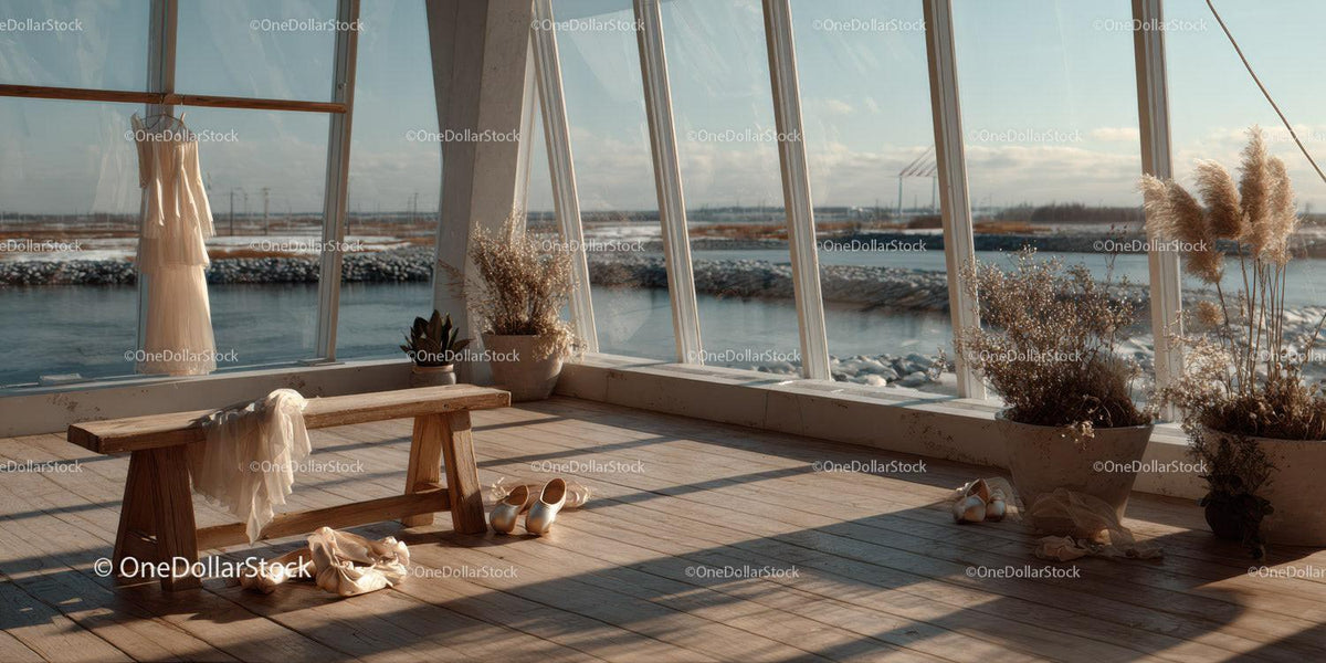 Bright Modern Dance Studio with Wooden Floor and Natural Light