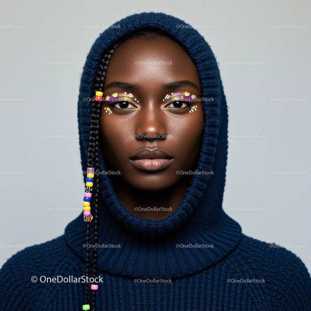 Portrait of a Beautiful Model with Artistic Makeup and Fashion Stock Photo Bundle preview 6