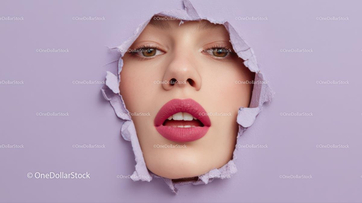 Captivating Female Portrait with Vibrant Pink Lipstick Stock Photo Bundle preview 12