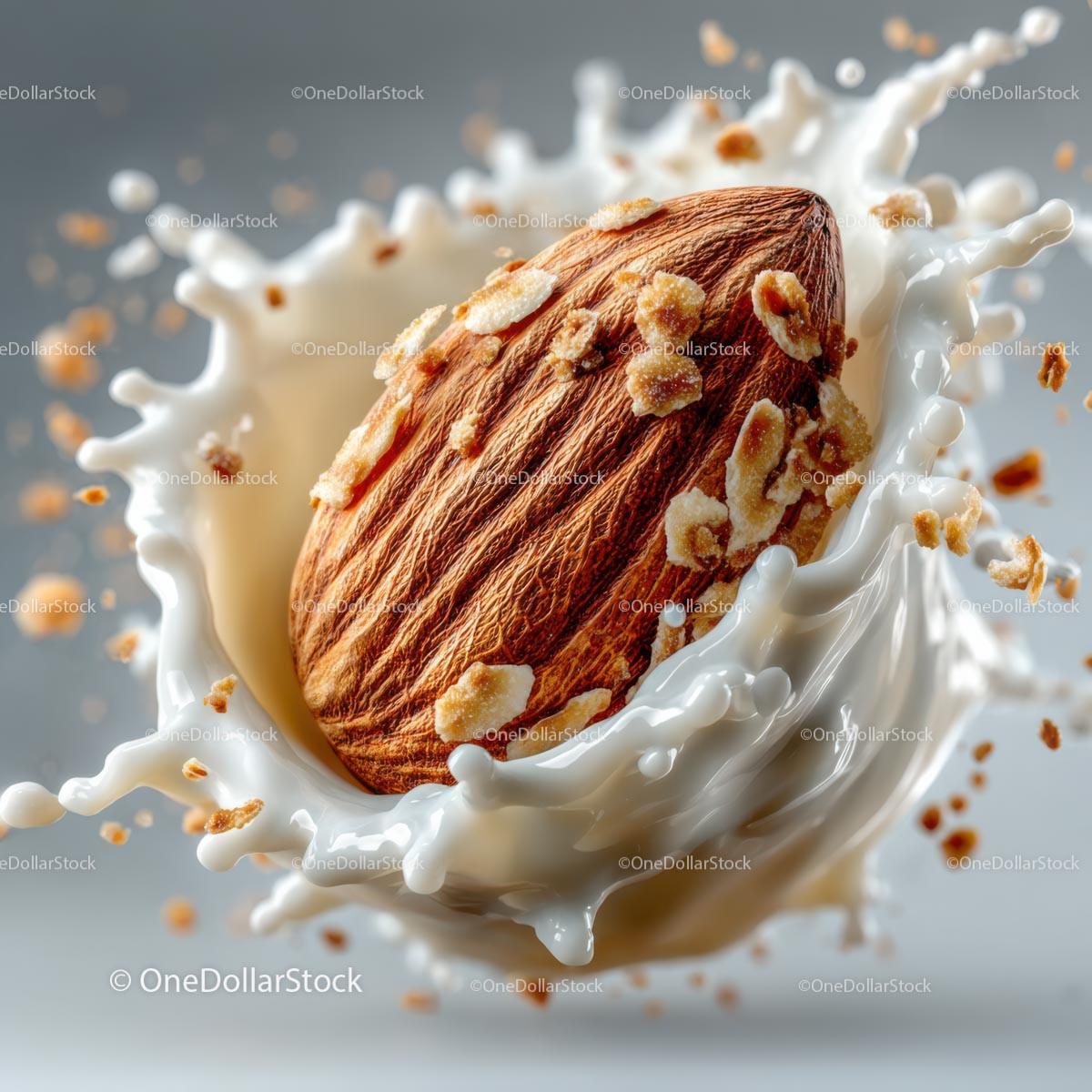 Almond Splashing in Creamy Milk for Delicious Food Photography Stock Photo Bundle preview 38