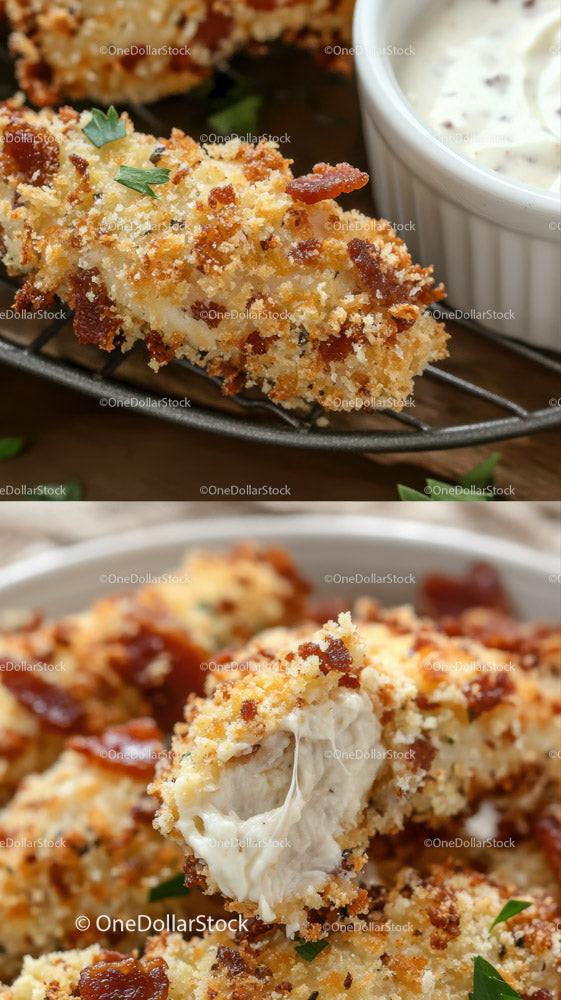 Crispy Fried Chicken Fillet with Herb Garnish on Wire Rack Stock Photo Bundle preview 8