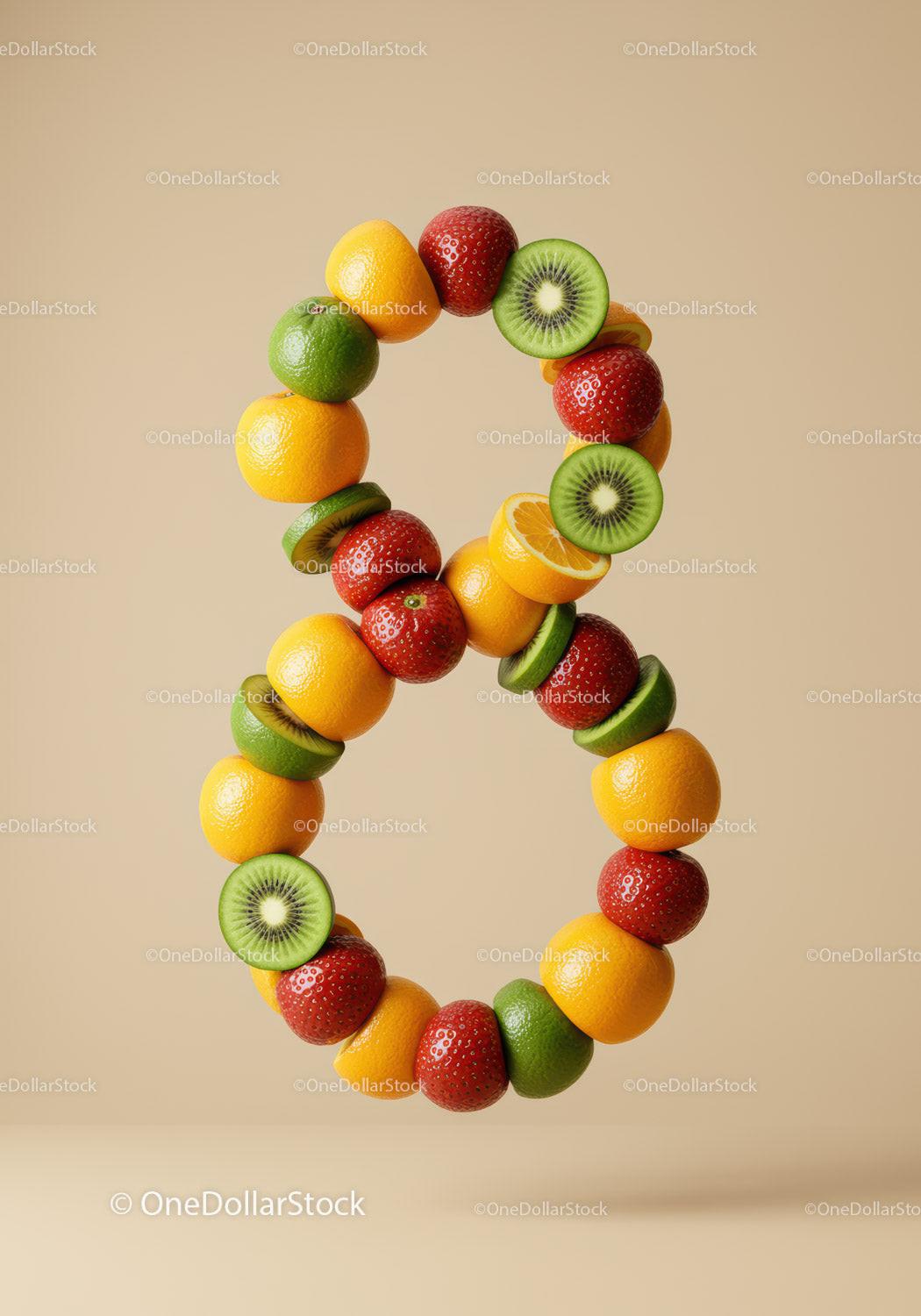 Number Eight Shaped from Fresh Mixed Fruits