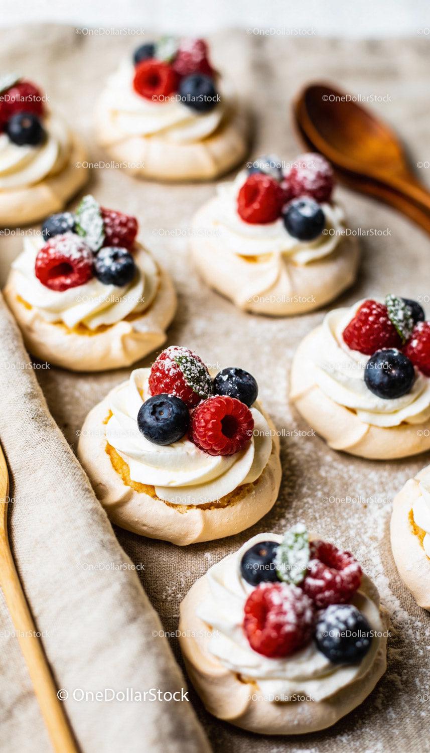 Mini Pavlovas with Fresh Berries and Cream
