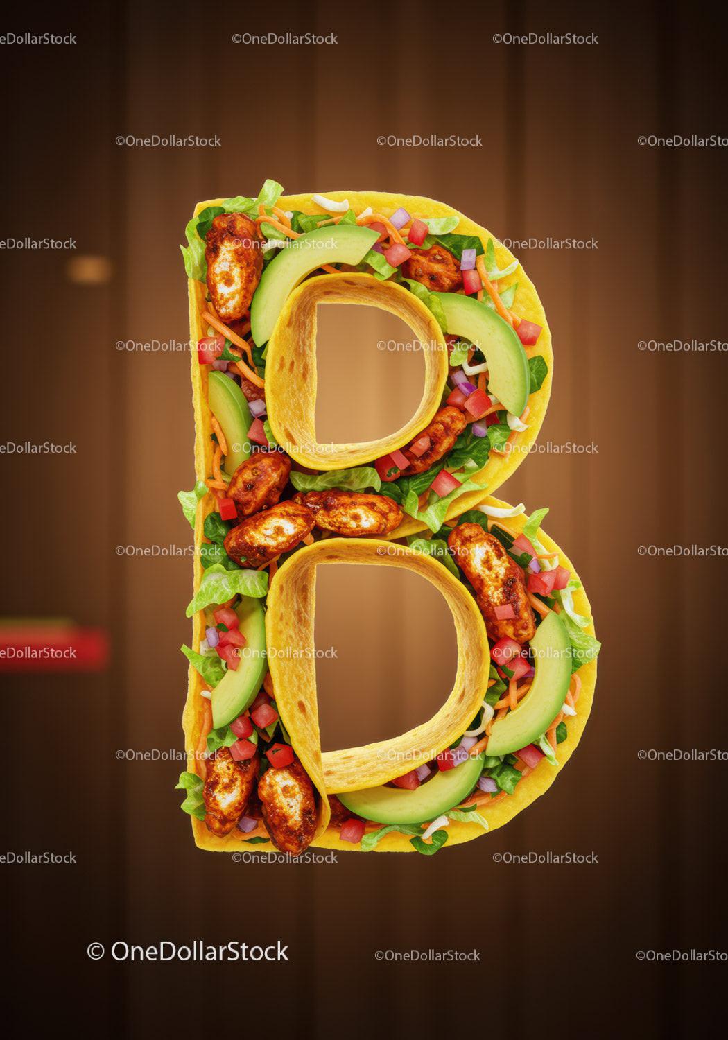 Tasty Chicken Taco Shaped as Letter B