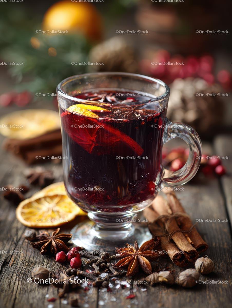 Delicious Mulled Wine with Spices and Citrus Ingredients Stock Photo Bundle preview 10