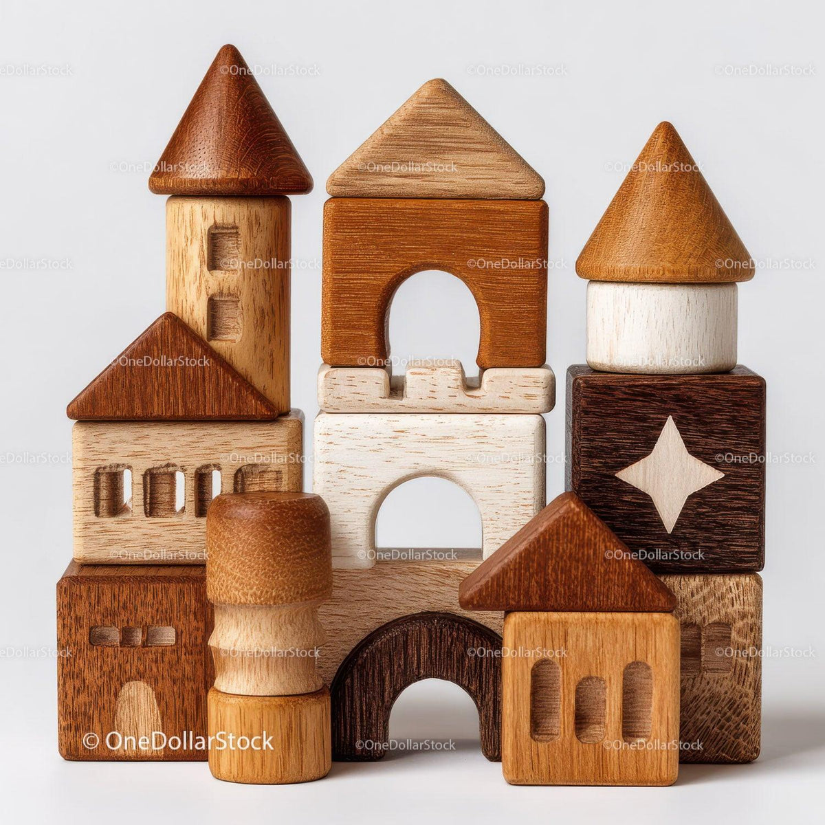 Arrangement of Wooden Geometric Shapes with Natural Textures preview 26