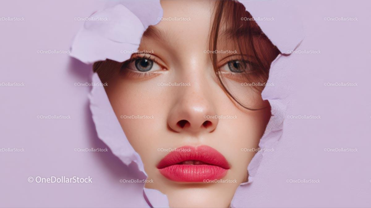 Close-Up Portrait of a Glamorous Model with Pink Lipstick Stock Photo Bundle preview 18