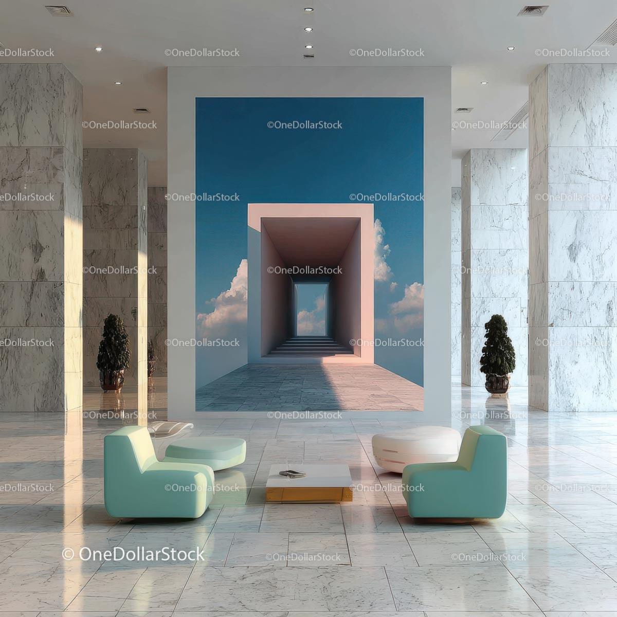 Stylish Modern Interior with Artistic Wall and Elegant Furnishings Stock Photo Bundle preview 23